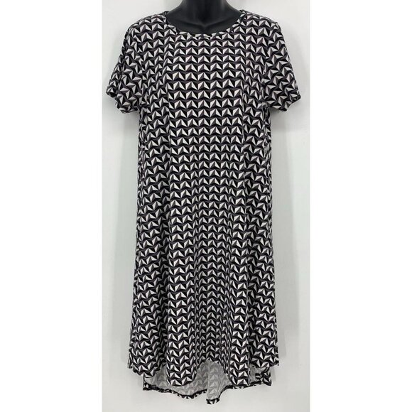 LulaRoe Women Dress Size Medium M Black White Carly Chevron Short Sleeve Simply - Picture 1 of 6
